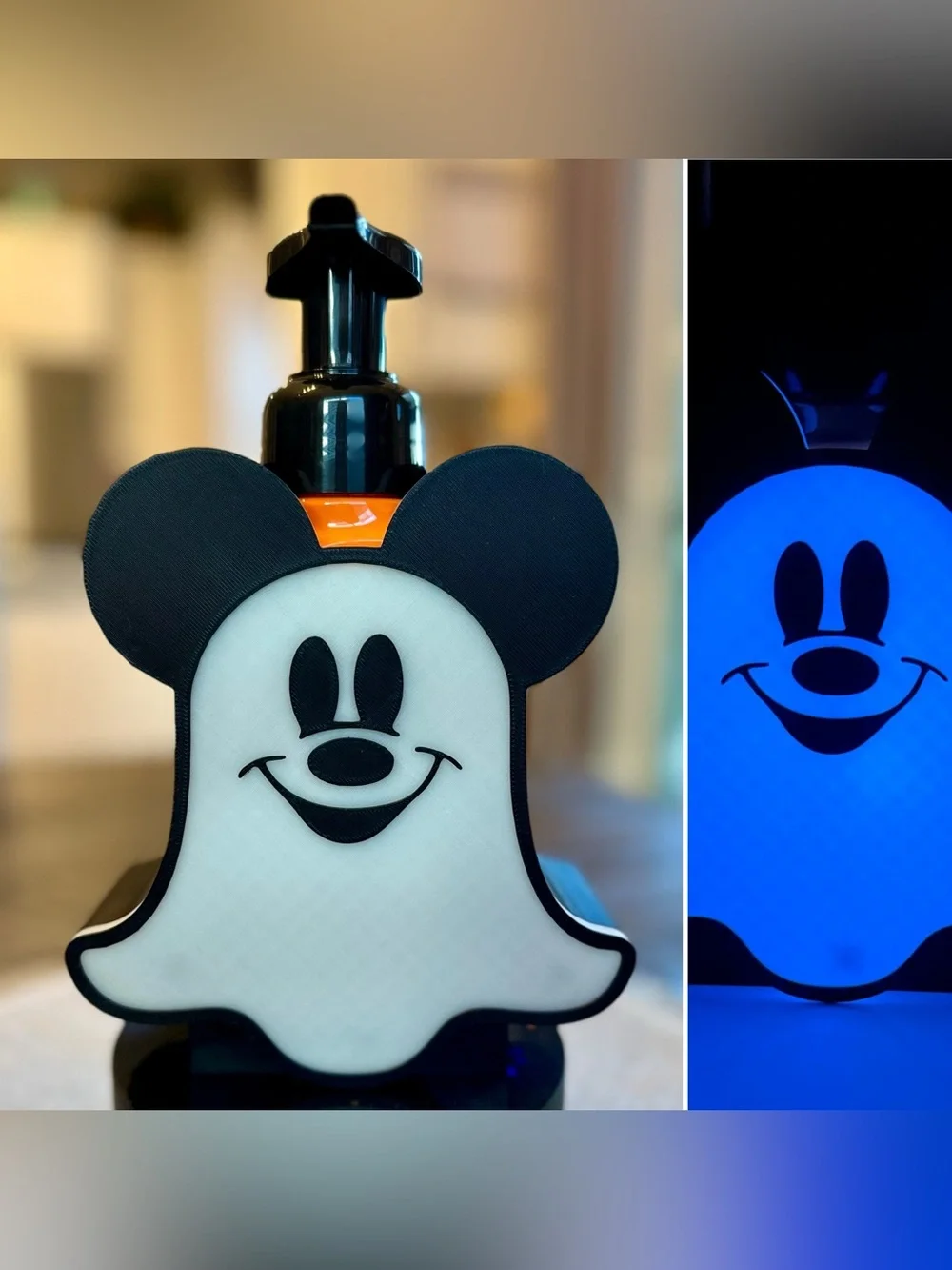 GLOW-IN-THE-DARK Disney Ghost Mickey Soap Holder for Bath & Body Works Bottles